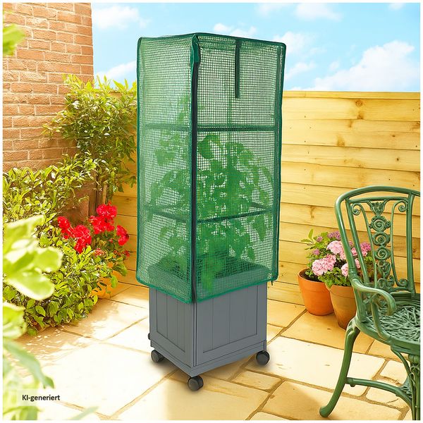 Produktbild: HTI-Living Pflanzk&uuml;bel mit Rankgitter und Folienabdeckung Nessa 30x30 cm