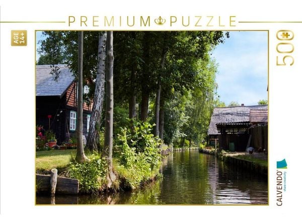 CALVENDO Puzzle Häuser an einem Fließ im Spreewald | 500 Teile Lege-Größe 48 × 36 cm Foto-Puzzle für Erwachsene