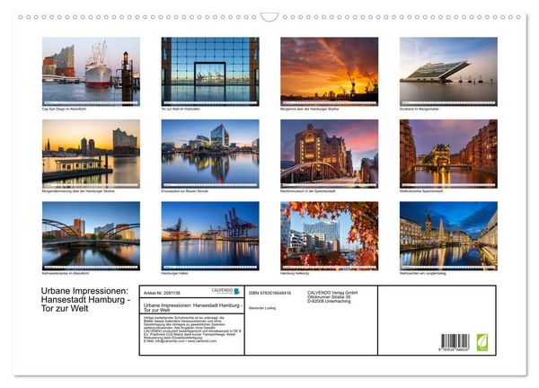 Produktbild: Urbane Impressionen: Hansestadt Hamburg - Tor zur Welt (Wandkalender 2026 DIN A2 quer), CALVENDO Monatskalender