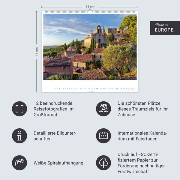 Produktbild: Provence Kalender 2026 - Blühende Lavendelfelder und malerische Dörfer