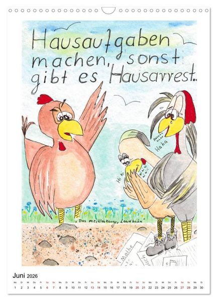 Produktbild: Das mecklenburger Landhuhn (Wandkalender 2026 DIN A3 hoch), CALVENDO Monatskalender