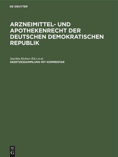 Produktbild: Arzneimittel- und Apothekenrecht der Deutschen Demokratischen Republik. Lieferung 1