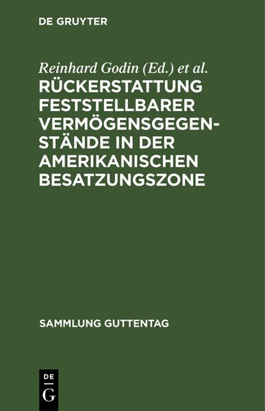 Produktbild: R&uuml;ckerstattung feststellbarer Verm&ouml;gensgegenst&auml;nde in der amerikanischen Besatzungszone