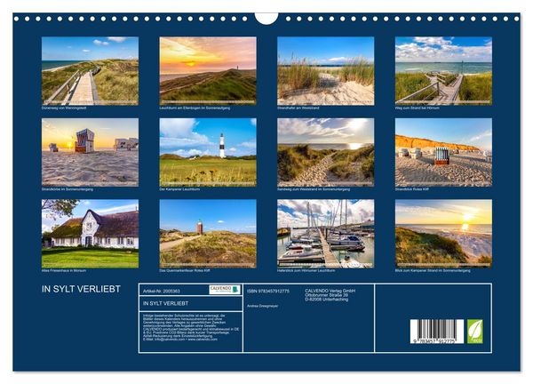 Produktbild: IN SYLT VERLIEBT (Wandkalender 2026 DIN A3 quer), CALVENDO Monatskalender