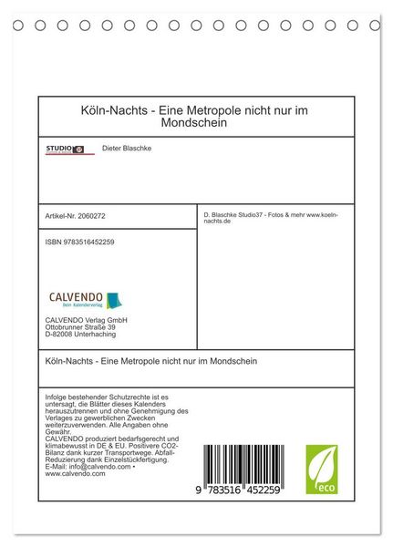 Produktbild: K&ouml;ln-Nachts - Eine Metropole nicht nur im Mondschein (Tischkalender 2026 DIN A5 hoch), CALVENDO Monatskalender