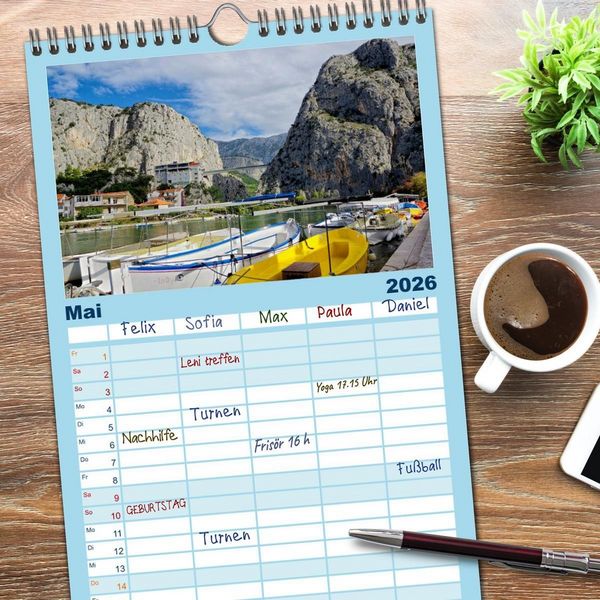 Produktbild: Familienplaner 2026 - Dalmatien - Stille Orte mit 5 Spalten (Wandkalender, 21 x 45 cm) CALVENDO