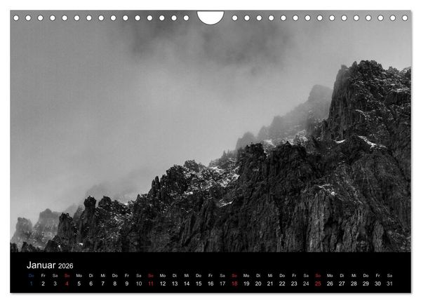 Produktbild: BERGE IN SCHWARZ WEISS (Wandkalender 2026 DIN A4 quer), CALVENDO Monatskalender