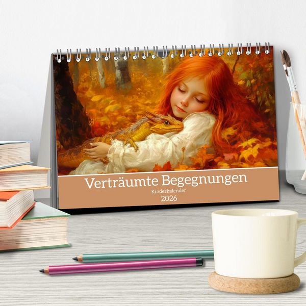 Produktbild: Vertr&auml;umte Begegnungen - Kinderkalender (Tischkalender 2026 DIN A5 quer), CALVENDO Monatskalender