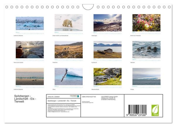 Produktbild: Spitzbergen - Landschaft - Eis - Tierwelt (Wandkalender 2026 DIN A4 quer), CALVENDO Monatskalender