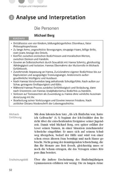 Produktbild: Klett Lekt&uuml;rehilfen Bernhard Schlink, Der Vorleser