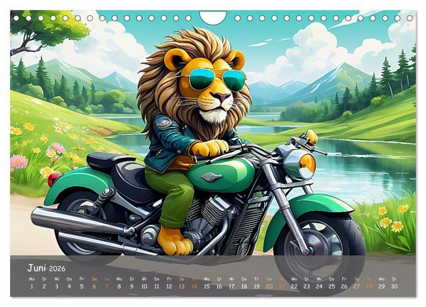 Produktbild: Tierische Motorradfahrer (Wandkalender 2026 DIN A4 quer), CALVENDO Monatskalender