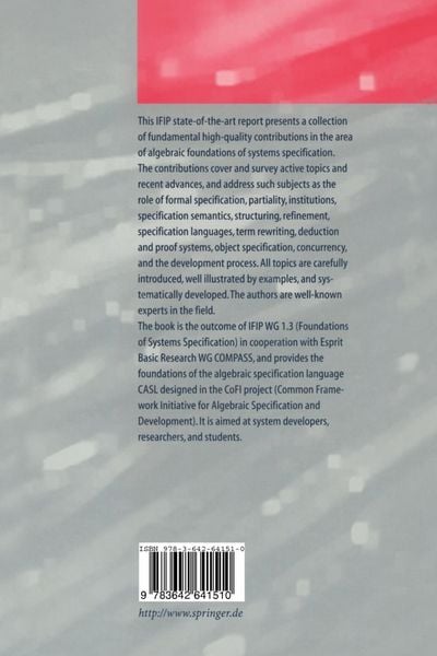 Produktbild: Algebraic Foundations of Systems Specification