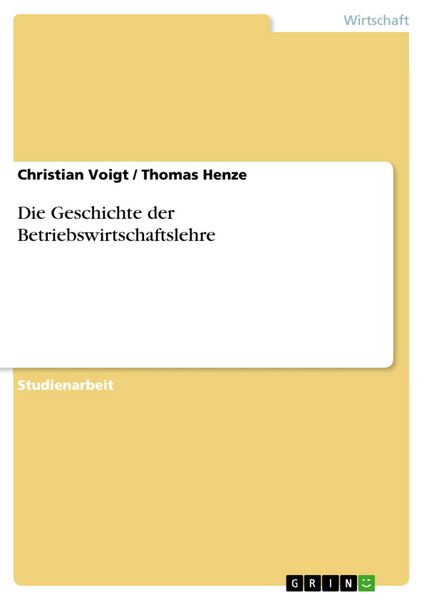 Produktbild: Die Geschichte der Betriebswirtschaftslehre