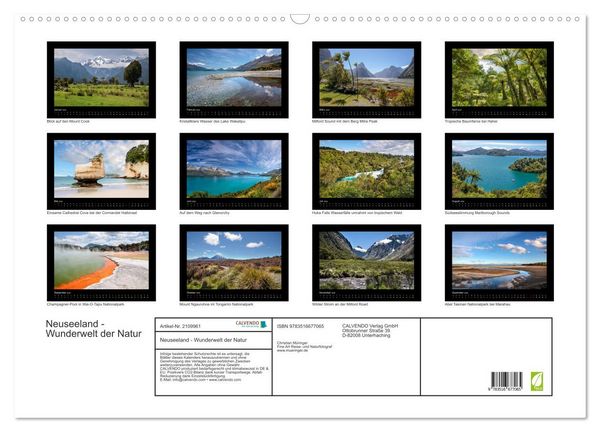 Produktbild: Neuseeland - Wunderwelt der Natur (Wandkalender 2026 DIN A2 quer), CALVENDO Monatskalender