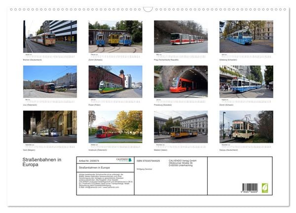 Produktbild: Stra&szlig;enbahnen in Europa (Wandkalender 2026 DIN A2 quer), CALVENDO Monatskalender