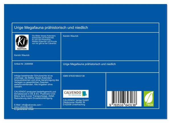 Produktbild: Urige Megafauna pr&auml;historisch und niedlich (Tischkalender 2026 DIN A5 quer), CALVENDO Monatskalender