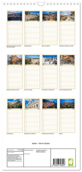 Produktbild: Familienplaner 2027 - Italien - Tief im S&uuml;den mit 5 Spalten (Wandkalender, 21 x 45 cm) CALVENDO