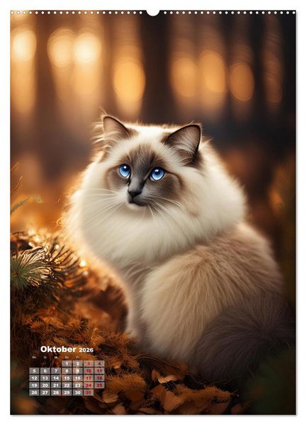 Produktbild: Pfotenabenteuer - Ragdolls in der Natur (hochwertiger Premium Wandkalender 2026 DIN A2 hoch), Kunstdruck in Hochglanz