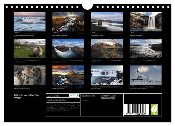 Produktbild: Island - wundervolle Weite (Wandkalender 2026 DIN A4 quer), CALVENDO Monatskalender
