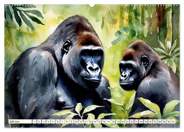 Produktbild: Zauberhafte Aquarelle von Afrikas Tierwelt (hochwertiger Premium Wandkalender 2026 DIN A2 quer), Kunstdruck in Hochglanz