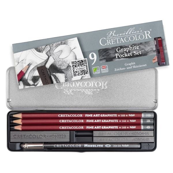Produktbild: Cretacolor Bleistift Fine Art Graphite Pocket Set, 9er Metalletui
