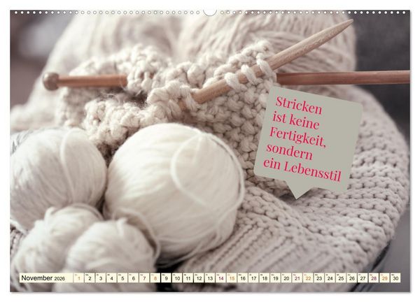 Produktbild: WOLLE Stricken ist eine Passion (hochwertiger Premium Wandkalender 2026 DIN A2 quer), Kunstdruck in Hochglanz