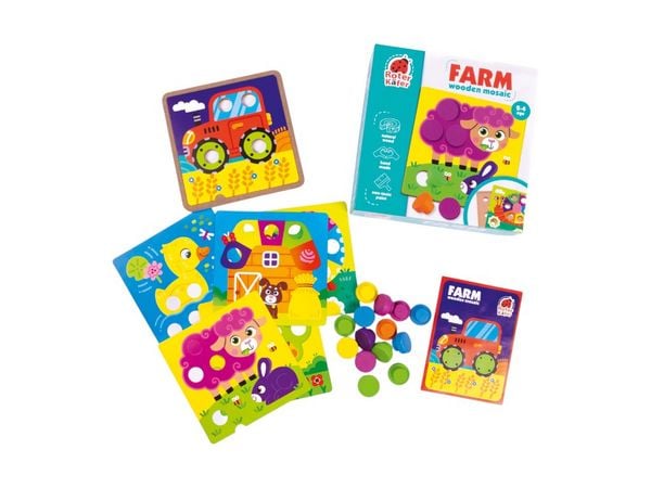 Lernspiel Holz-Mosaik mit Sockel. Bauernhof RW4220