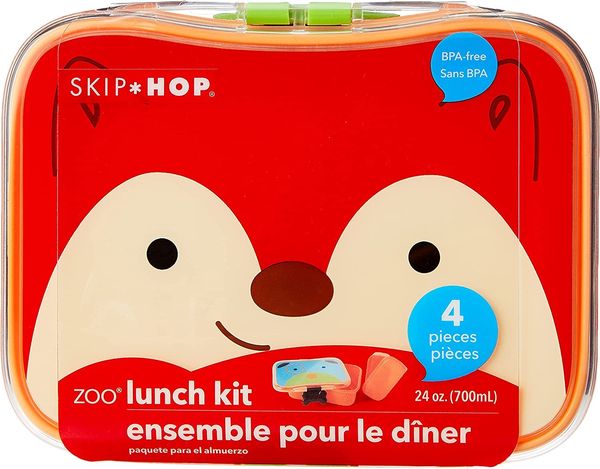 Produktbild: Du wirst dieses bunte, 4-teilige Set lieben, das sich hervorragend eignet, um das Pausenbrot in die Schule oder einen Snack in den Park mitzunehmen. Das Set f&uuml;r &bdquo;gro&szlig;e Kinder&ldquo; f&ouml;rdert das selbstst&auml;ndige Essen und enth&auml;lt einen kleineren Snackbeh&auml;lter