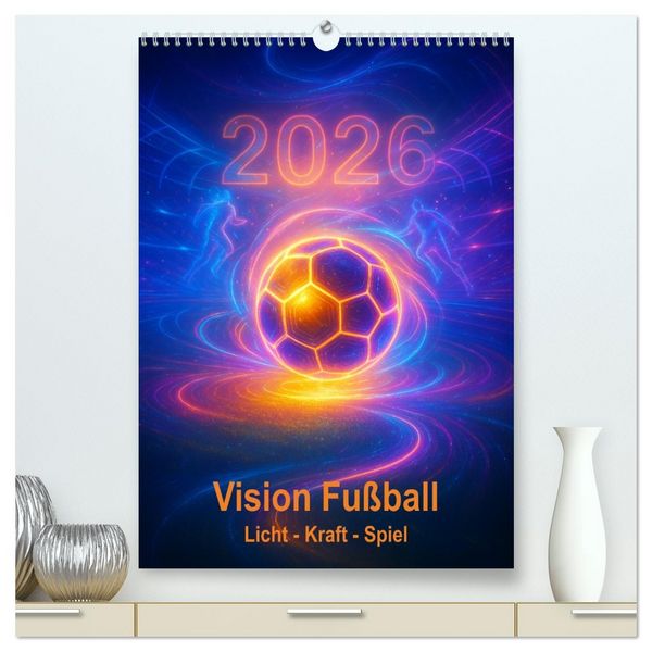 Produktbild: Vision Fu&szlig;ball Licht - Kraft - Spiel (hochwertiger Premium Wandkalender 2026 DIN A2 hoch), Kunstdruck in Hochglanz