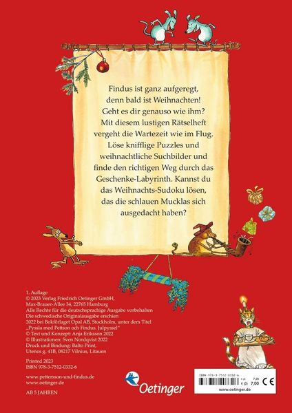 Produktbild: Pettersson und Findus. Lustige Weihnachtsr&auml;tsel