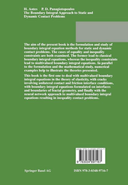 Produktbild: The Boundary Integral Approach to Static and Dynamic Contact Problems