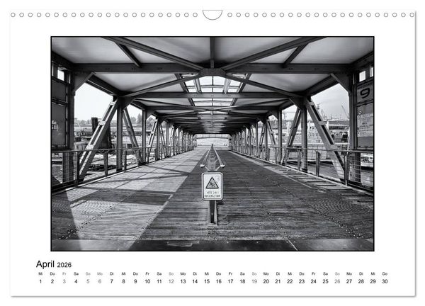 Produktbild: Hamburg in schwarz-wei&szlig; (Wandkalender 2026 DIN A3 quer), CALVENDO Monatskalender