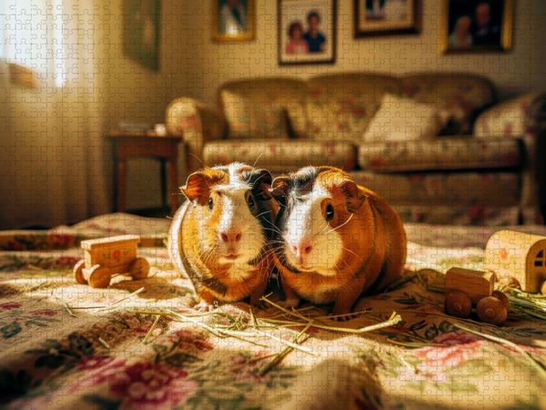 Produktbild: CALVENDO Puzzle Meerschweinchen Nostalgisch. | 2000 Teile Lege-Gr&ouml;&szlig;e 90x67cm Foto-Puzzle f&uuml;r gl&uuml;ckliche Stunden