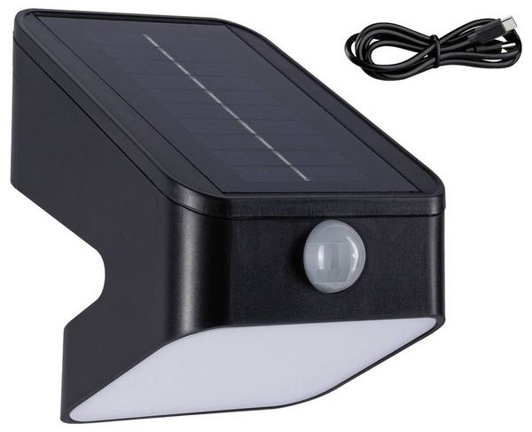 Produktbild: Paulmann 94608 Lesly Solar-Wandstrahler mit Bewegungsmelder 5.5W Warmwei&szlig; Anthrazit
