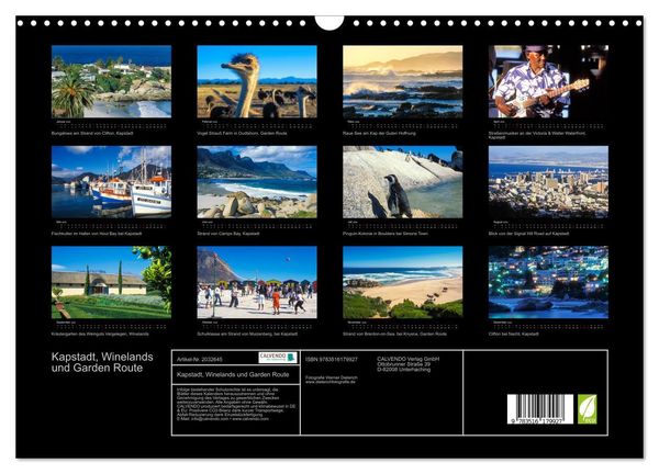 Produktbild: Kapstadt, Winelands und Garden Route (Wandkalender 2026 DIN A3 quer), CALVENDO Monatskalender