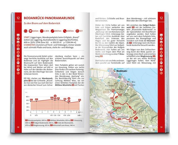 Produktbild: KOMPASS Wanderf&uuml;hrer Bodensee, 75 Touren mit Extra-Tourenkarte
