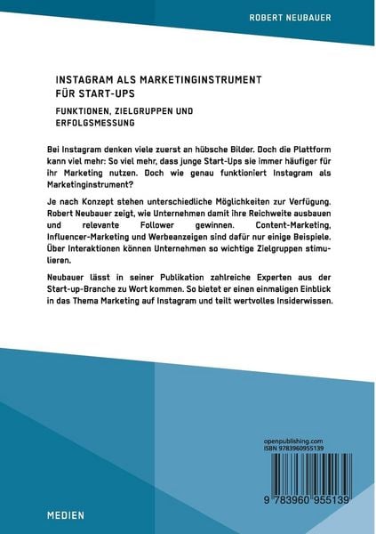 Produktbild: Instagram als Marketinginstrument f&uuml;r Start-ups. Funktionen, Zielgruppen und Erfolgsmessung