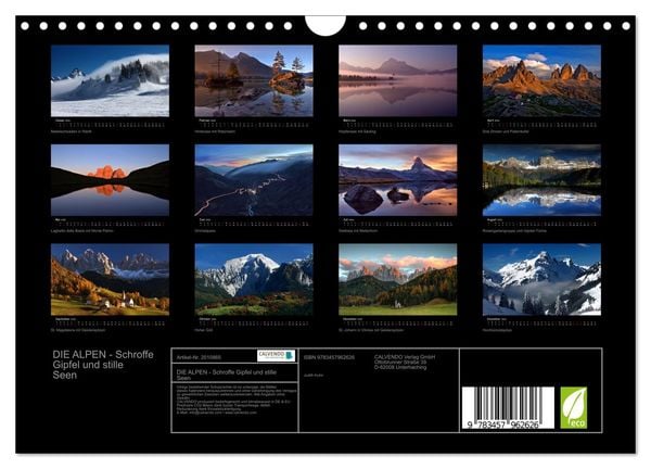 Produktbild: DIE ALPEN - Schroffe Gipfel und stille Seen (Wandkalender 2026 DIN A4 quer), CALVENDO Monatskalender