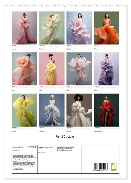 Produktbild: Floral Couture (hochwertiger Premium Wandkalender 2026 DIN A2 hoch), Kunstdruck in Hochglanz