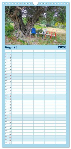 Produktbild: Familienplaner 2026 - Kefalonia, Inseltraum in Blau mit 5 Spalten (Wandkalender, 21 x 45 cm) CALVENDO