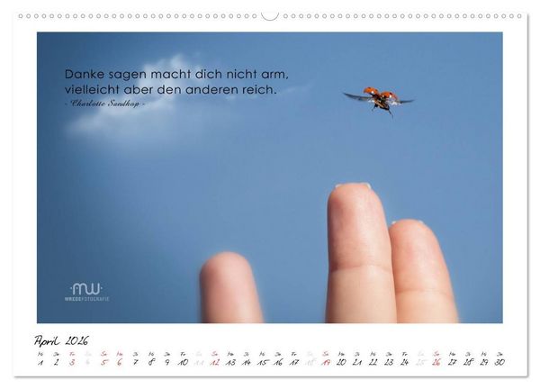 Produktbild: Gedanken... Bildkalender mit Spr&uuml;chen (hochwertiger Premium Wandkalender 2026 DIN A2 quer), Kunstdruck in Hochglanz
