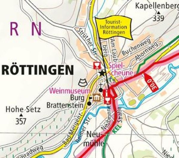 Radweg Liebliches Taubertal, Rothenburg o.d.T. - Wertheim a. M. 1 : 50 000