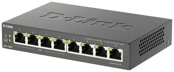 Produktbild: D-Link DGS-1008P/E DGS-1008P Netzwerk Switch 8 Port 1 GBit/s PoE-Funktion