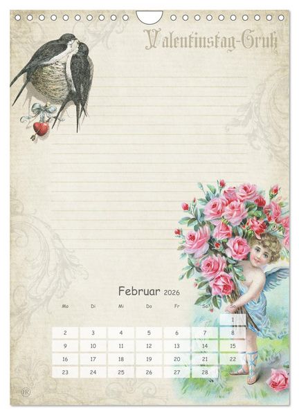 Produktbild: Nostalgie-Jahr, Motive aus alten Poesiealben (Wandkalender 2026 DIN A4 hoch), CALVENDO Monatskalender