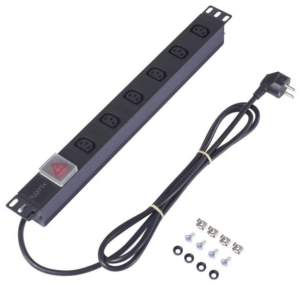 Produktbild: Sygonix SY-6736980 Steckdosenleiste 19 Zoll 6fach Schwarz Schutzkontakt 1St.