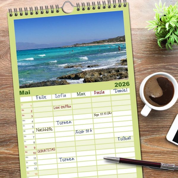 Produktbild: Familienplaner 2026 - Kreta - Paradies an der Wiege Europas mit 5 Spalten (Wandkalender, 21 x 45 cm) CALVENDO