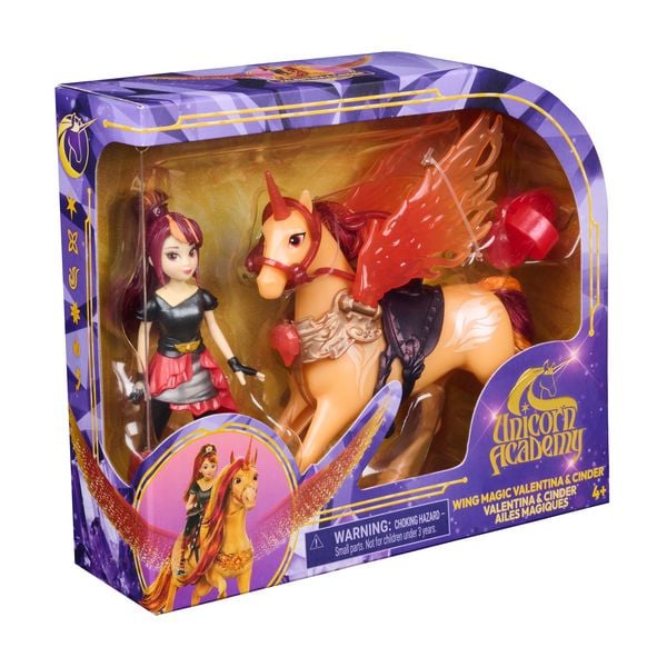 Produktbild: Unicorn Academy - Wing Magic Valentina und Cinder Spielset, Einhorn-und-Puppe-Set mit Fl&uuml;geln, ab 4 Jahren