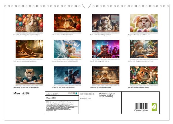 Produktbild: Miau mit Stil (Wandkalender 2026 DIN A3 quer), CALVENDO Monatskalender