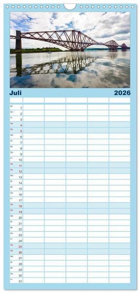 Produktbild: Familienplaner 2026 - Faszination Edinburgh mit 5 Spalten (Wandkalender, 21 x 45 cm) CALVENDO