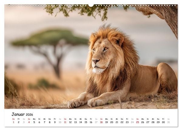Produktbild: L&ouml;wen - Majest&auml;t der Wildnis (hochwertiger Premium Wandkalender 2026 DIN A2 quer), Kunstdruck in Hochglanz